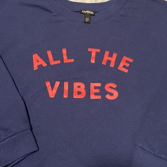 Express All The Vibes Crewneck Sweatshirt Size Small - Picture 2 of 8